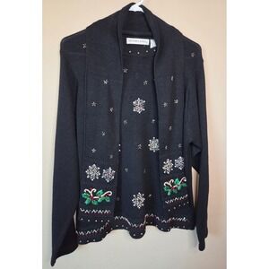 Victoria Jones Christmas Sweater w/Attached Scarf Large